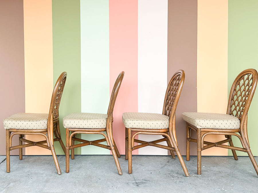 Lattice Rattan Game Table and Chairs