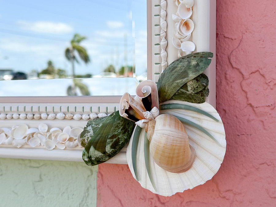Pink and Green Tropical Shell Mirror