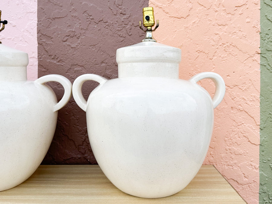 Pair of Huge Ceramic Urn Lamps