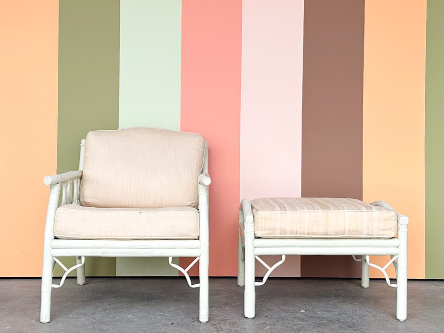 Ficks Reed Rattan Lounge Chair and Ottoman