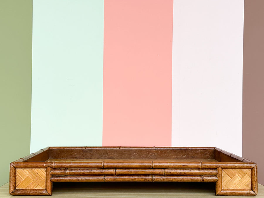 Large Parquet Rattan Tray