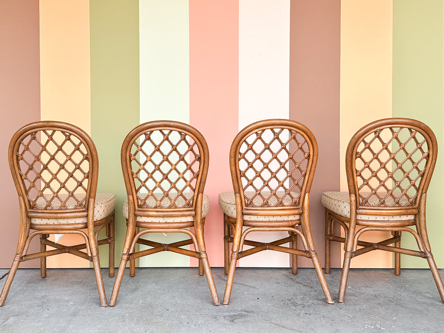 Lattice Rattan Game Table and Chairs
