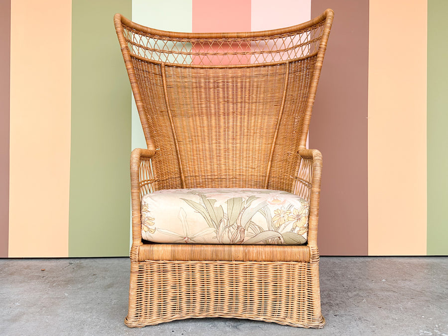 Rattan Throne Chair and Ottoman
