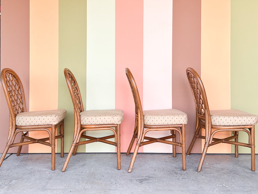 Lattice Rattan Game Table and Chairs