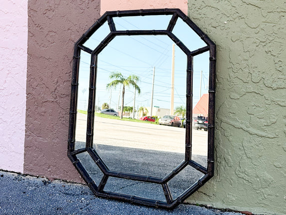 Faux Bamboo Octagon Mirror