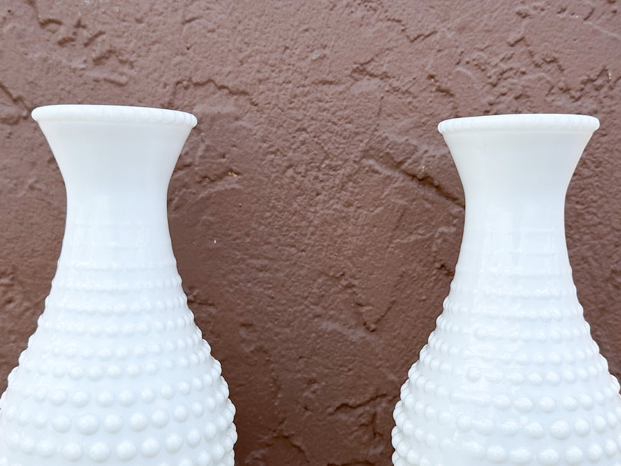 Pair of Hobnail Hurricane Lamps