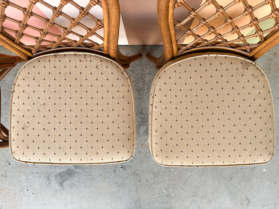 Lattice Rattan Game Table and Chairs