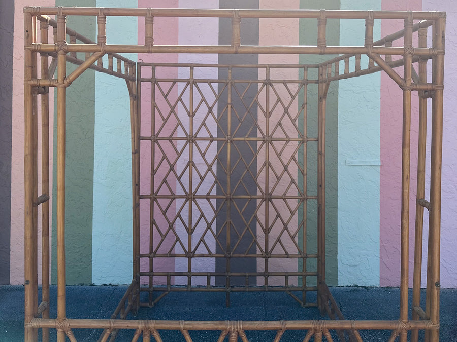 Chippendale Rattan Queen Canopy Bed