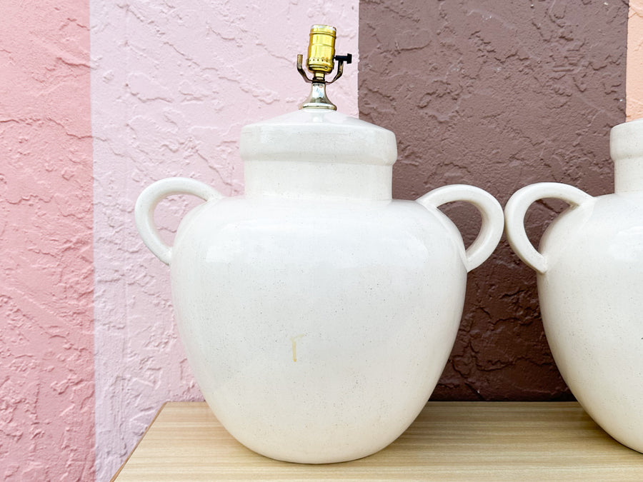 Pair of Huge Ceramic Urn Lamps