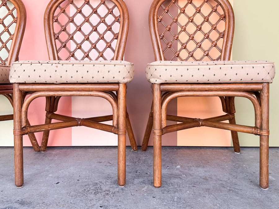 Lattice Rattan Game Table and Chairs