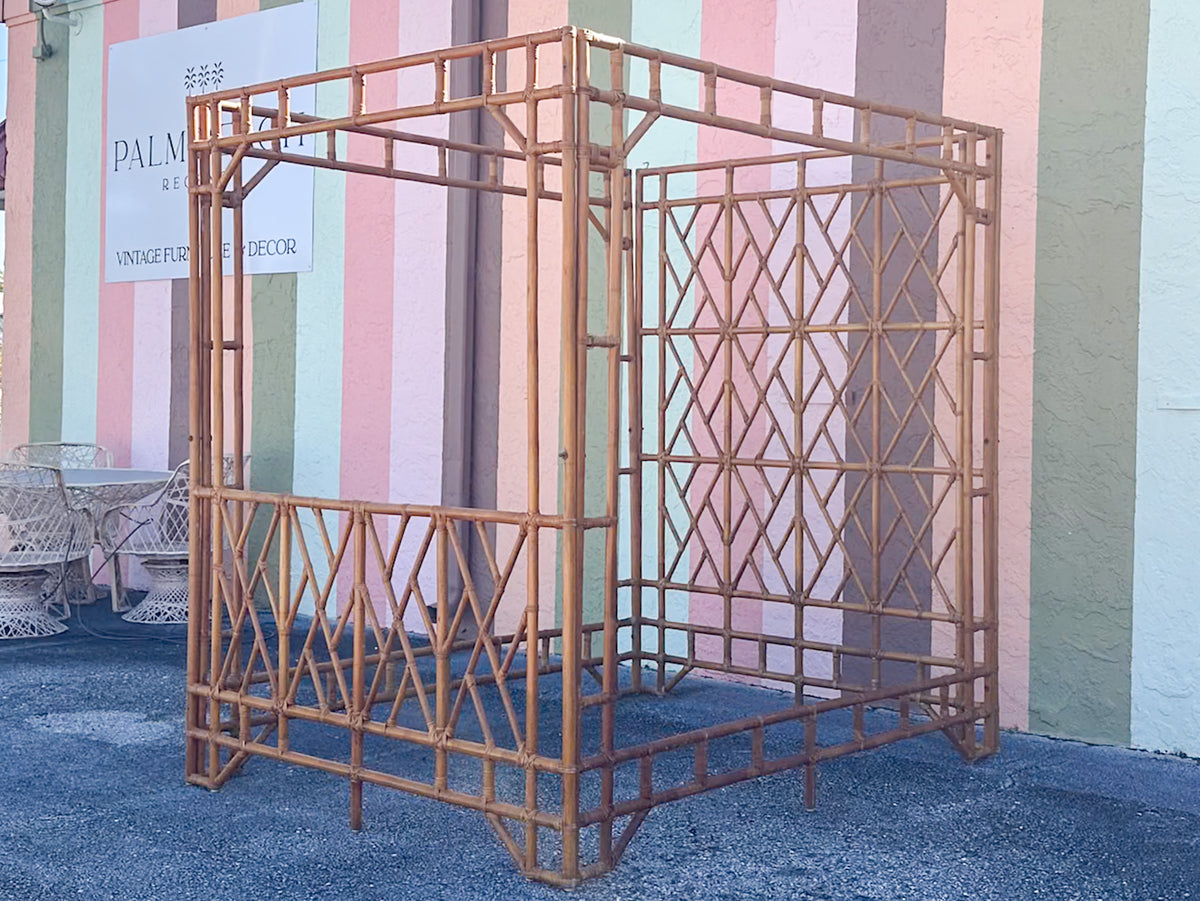 Chippendale Rattan Queen Canopy Bed