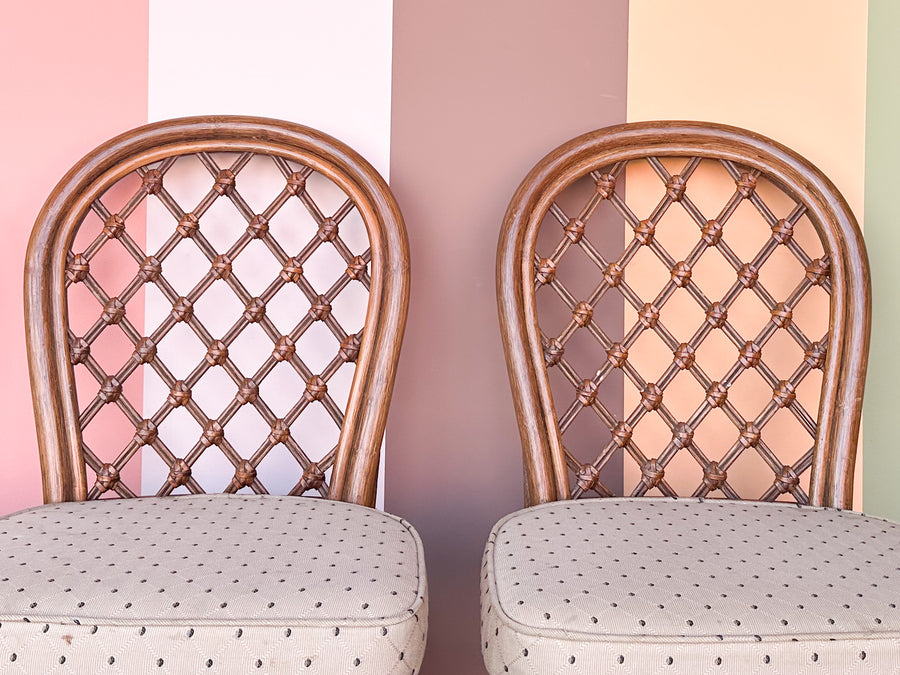 Lattice Rattan Game Table and Chairs