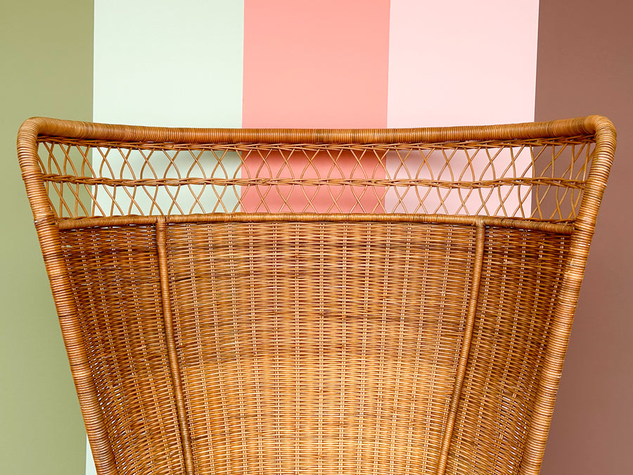 Rattan Throne Chair and Ottoman