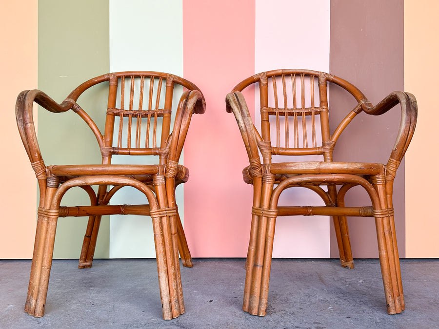 Pair of Cute Rattan Arm Chairs