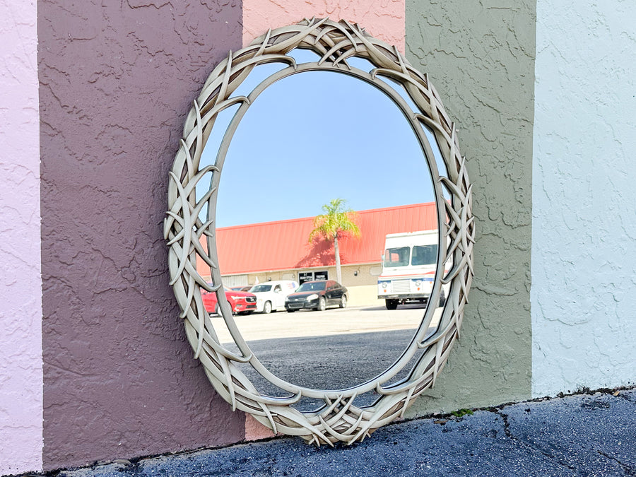 Faux Bamboo Palm Leaf Mirror
