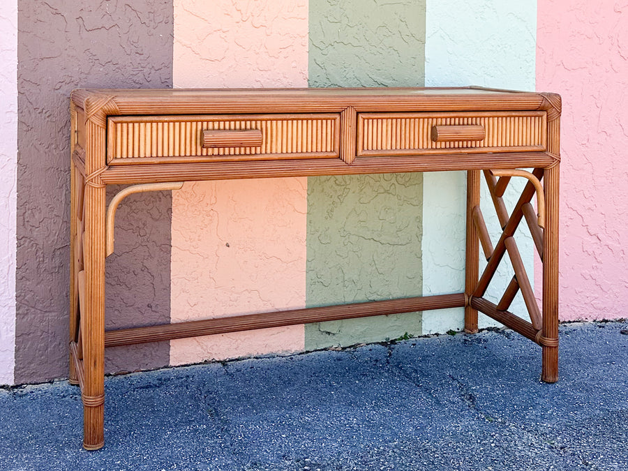 Pencil Reed Rattan Chippendale Desk