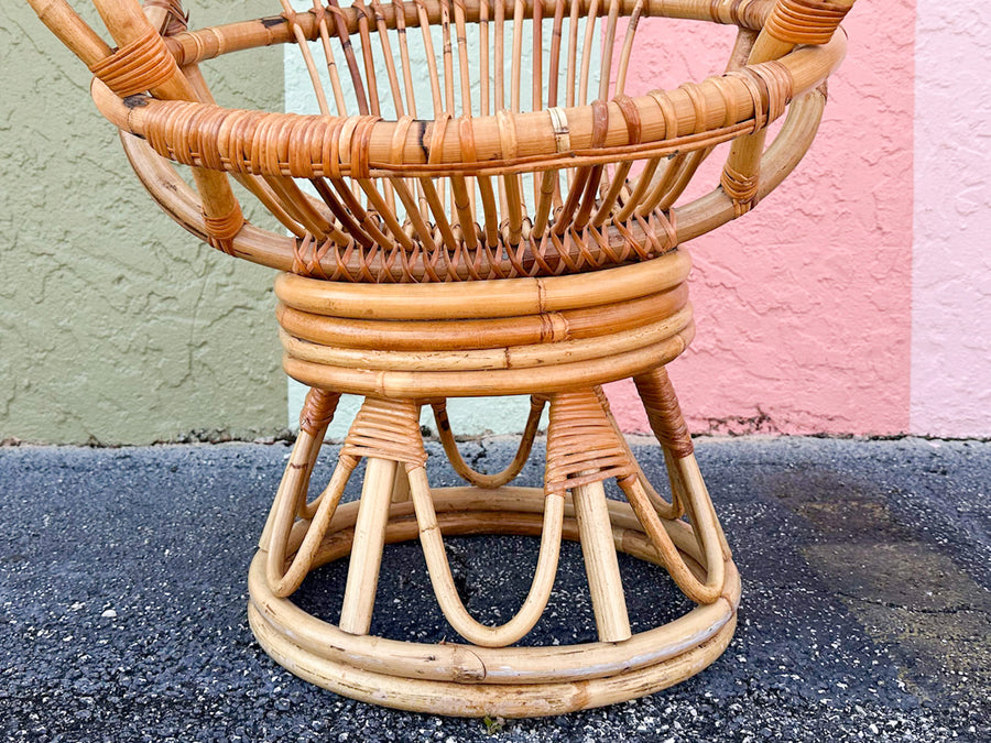 Old Florida Rattan Swivel Sunburst Chair