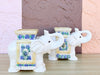 Pair of Petite Crackled Cream Ceramic Elephants