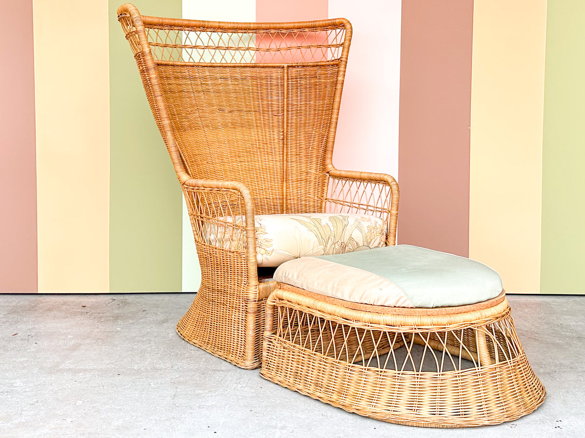 Rattan Throne Chair and Ottoman