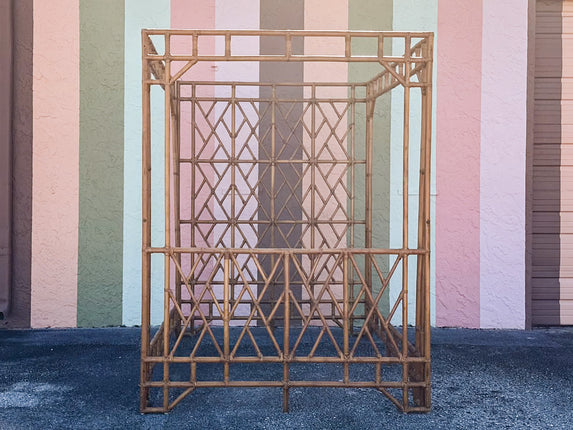 Chippendale Rattan Queen Canopy Bed