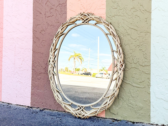 Faux Bamboo Palm Leaf Mirror