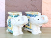 Pair of Petite Crackled Cream Ceramic Elephants