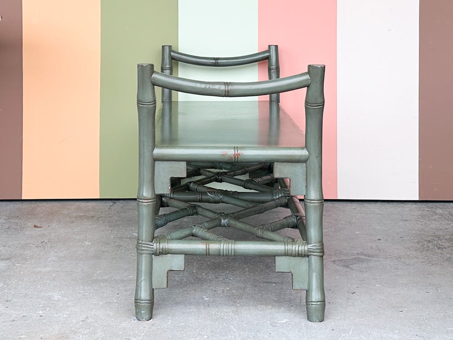 Olive Rattan Chippendale Bench