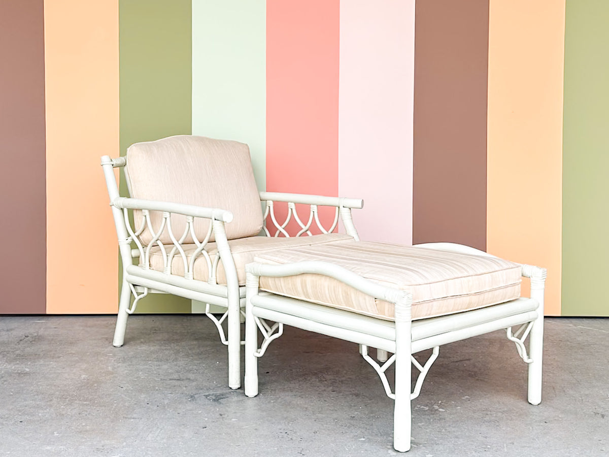 Ficks Reed Rattan Lounge Chair and Ottoman
