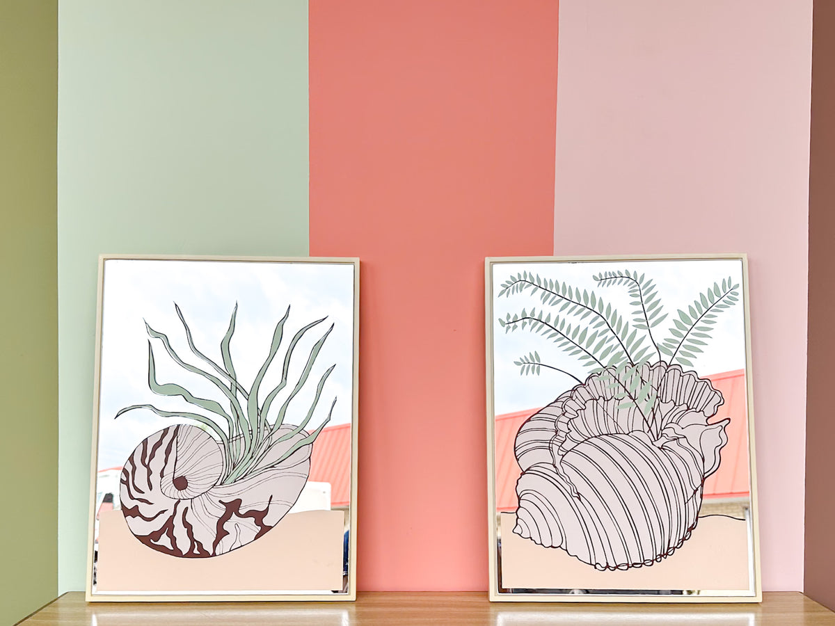 Pair of Shell Chic Painted Mirrors