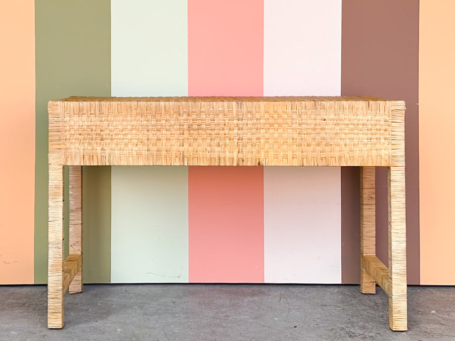 Coastal Rattan Wrapped Desk