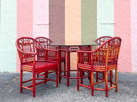 Brighton Style Red Rattan Dining Set
