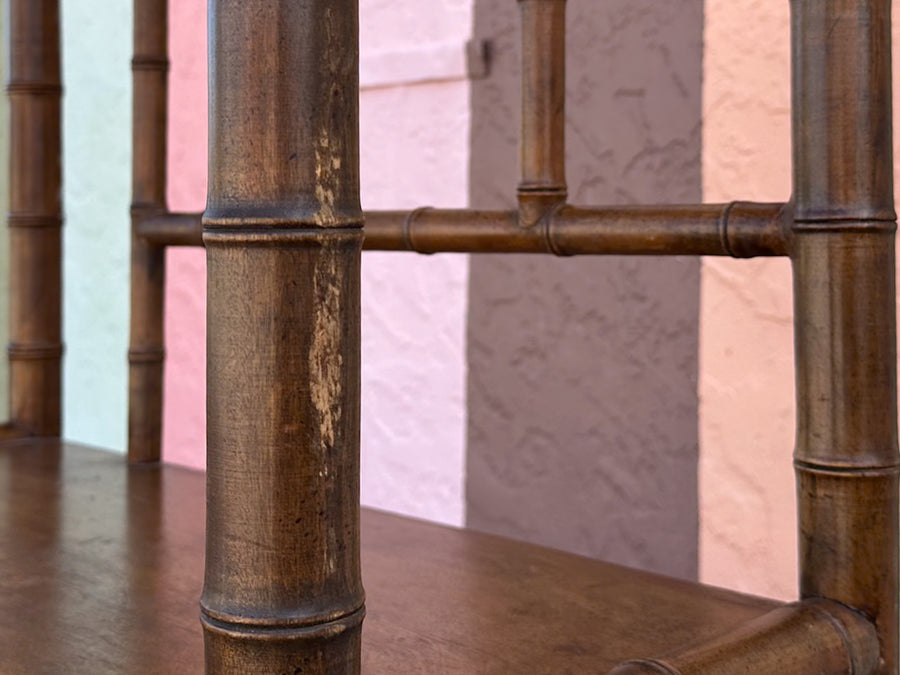 Handsome Faux Bamboo and Cane Etagere