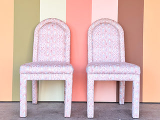 Pair of Upholstered Parsons Style Side Chairs