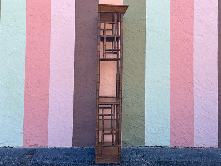 Handsome Faux Bamboo and Cane Etagere