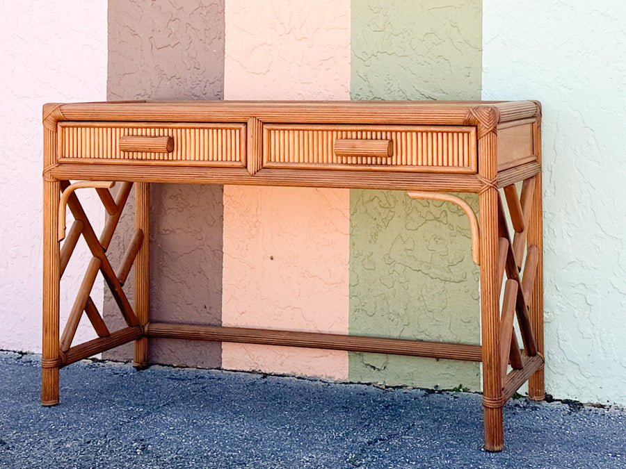 Pencil Reed Rattan Chippendale Desk
