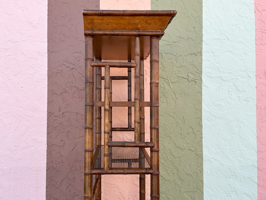 Handsome Faux Bamboo and Cane Etagere