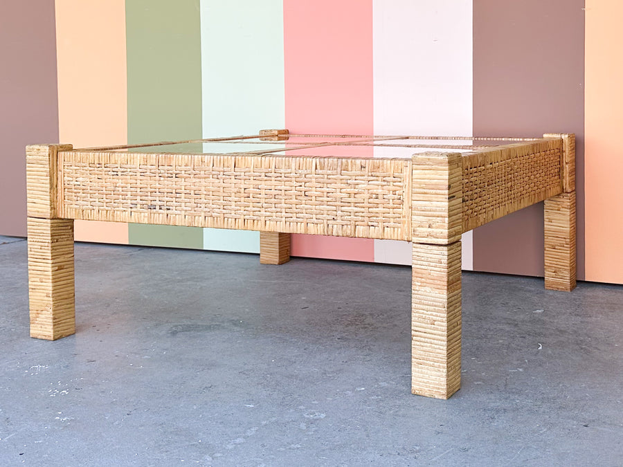 Baldwin Style Rattan Wrapped Coffee Table