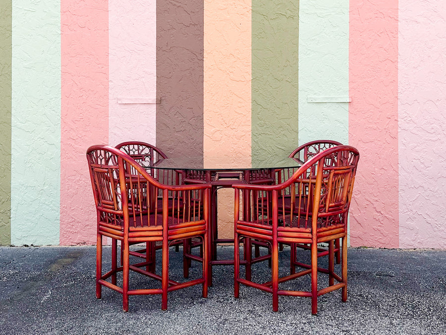 Brighton Style Red Rattan Dining Set