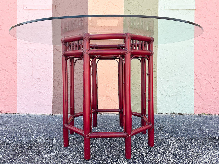 Brighton Style Red Rattan Dining Set