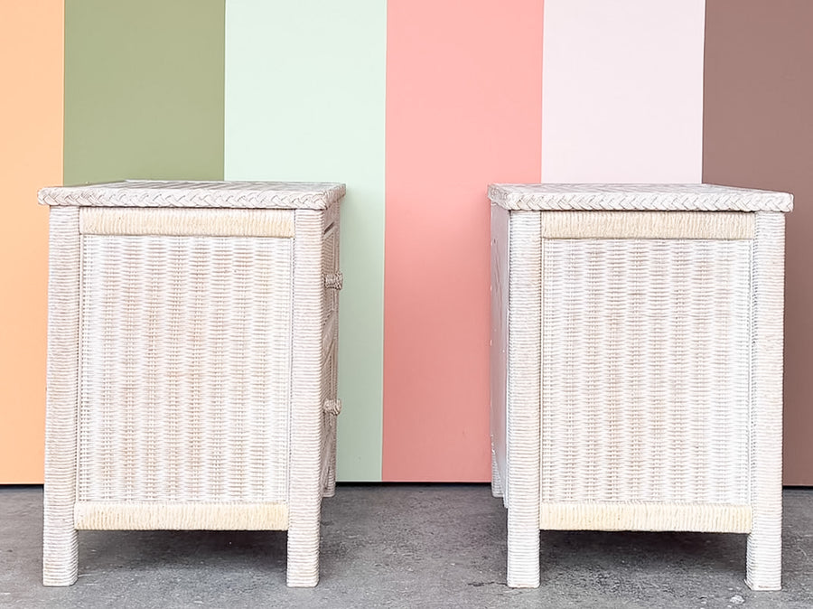 Pair of Henry Link Wicker Nightstands