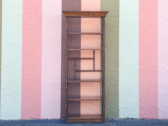 Handsome Faux Bamboo and Cane Etagere