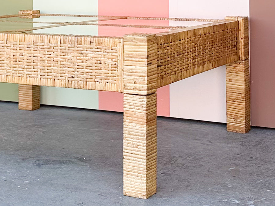 Baldwin Style Rattan Wrapped Coffee Table