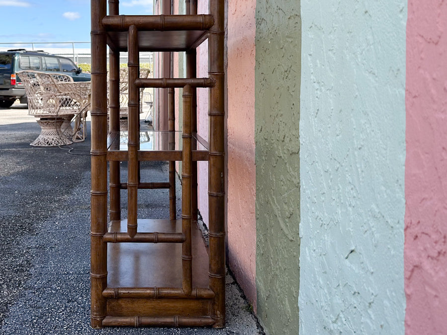 Handsome Faux Bamboo and Cane Etagere