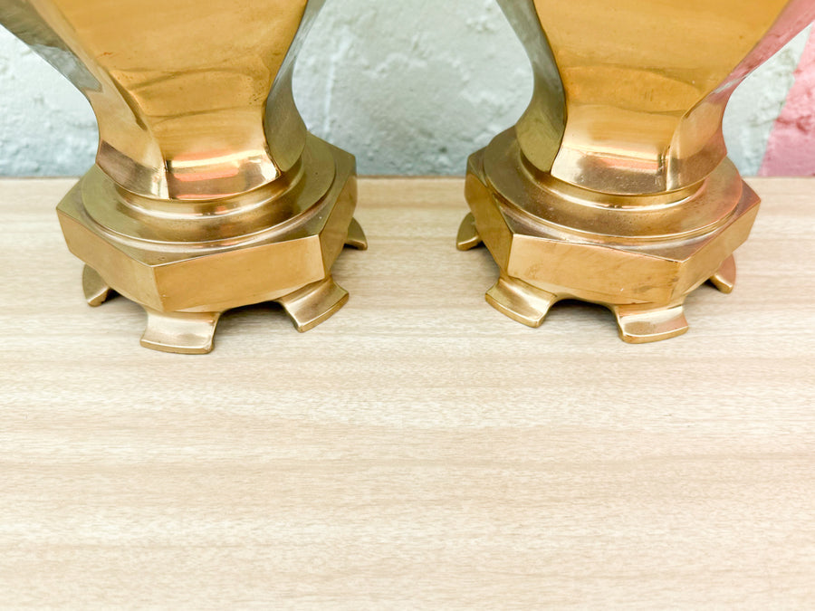 Pair of Sweet Petite Brass Ginger Jar Lamps