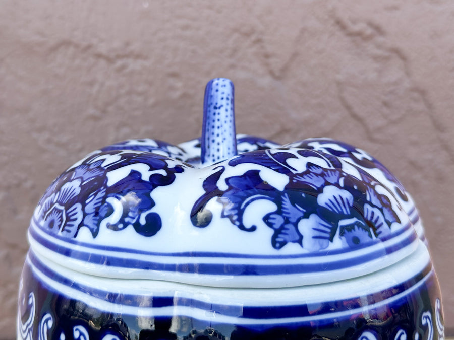 Blue and White Pumpkin Jar