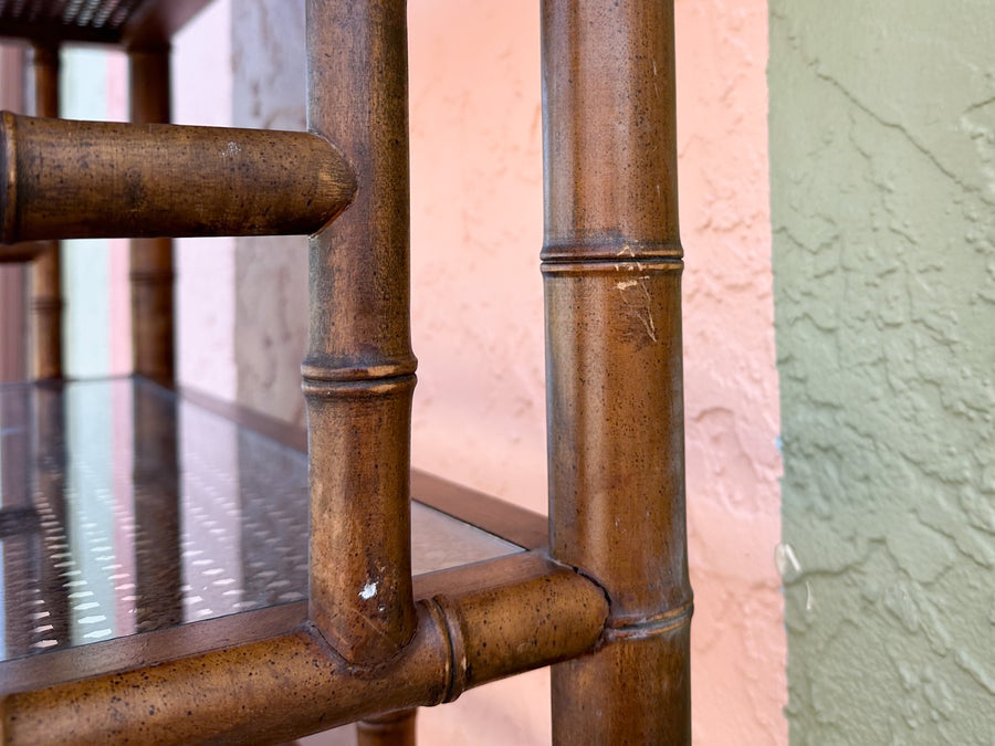 Handsome Faux Bamboo and Cane Etagere