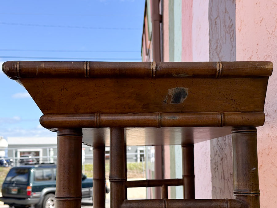 Handsome Faux Bamboo and Cane Etagere