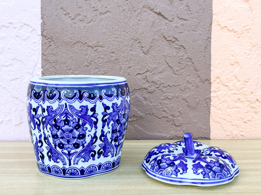 Blue and White Pumpkin Jar