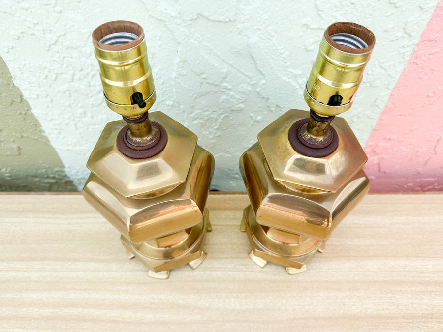 Pair of Sweet Petite Brass Ginger Jar Lamps