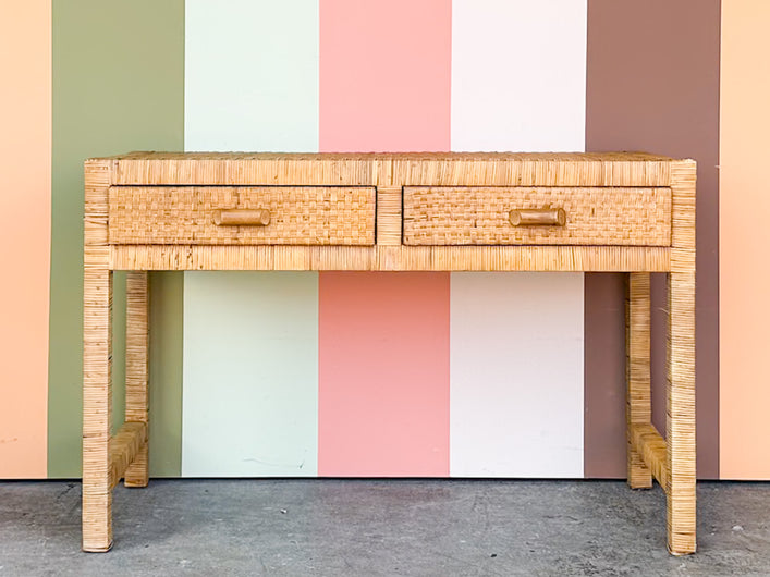 Coastal Rattan Wrapped Desk